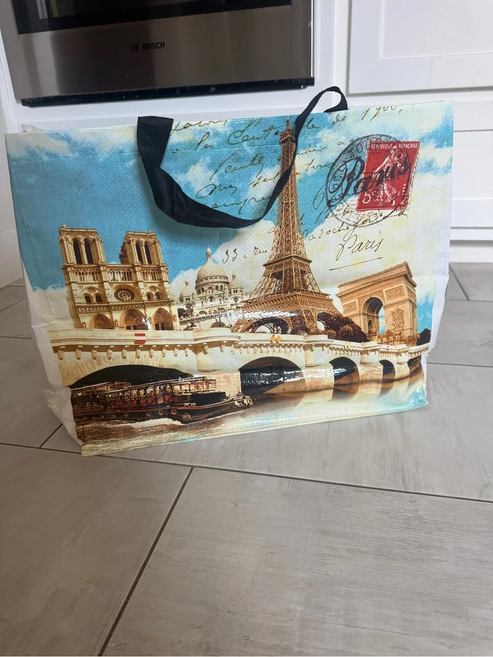 Large reusable Paris shopper bag